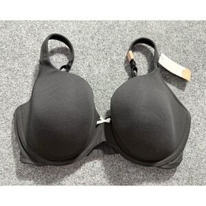 Cacique Cotton Collection Bra Lightly Lined T-Shirt Black Cotton Underwire‎ 36F